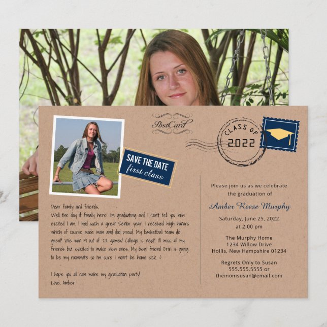 Invitación a la fiesta de graduación con estilo de (Anverso / Reverso)