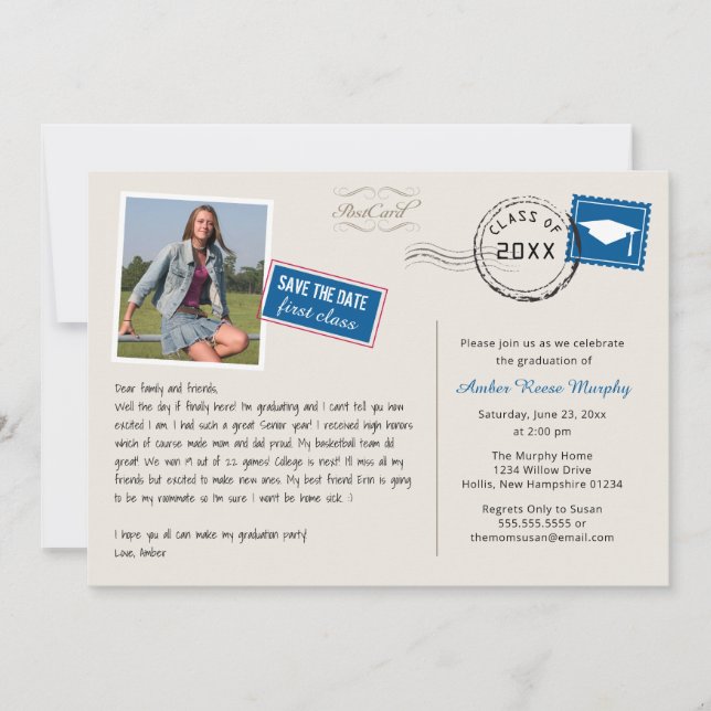 Invitación a la fiesta de graduación con estilo de (Anverso)