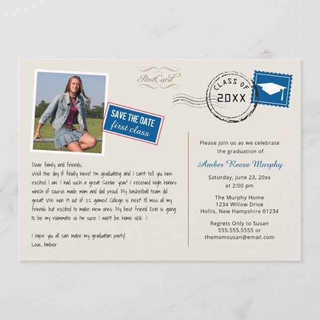 Invitación a la fiesta de graduación con estilo de (Anverso)