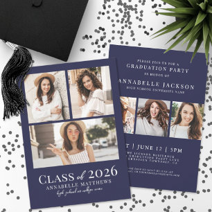 Invitación a la Fiesta de Graduación con Foto Azul