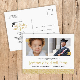 Invitación a la fiesta de graduación con foto de E