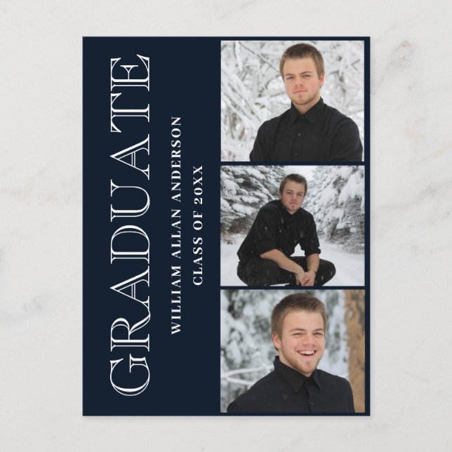 Invitación a la fiesta de graduación con foto de e (Anverso)