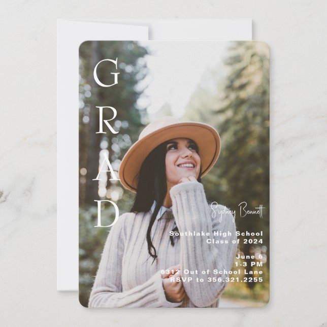 Invitación a la fiesta de graduación con foto de g (Anverso)