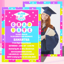 Invitación a la fiesta de graduación con foto neon