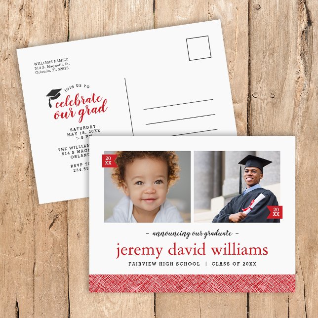 Invitación a la fiesta de graduación con foto Then (Subido por el creador)