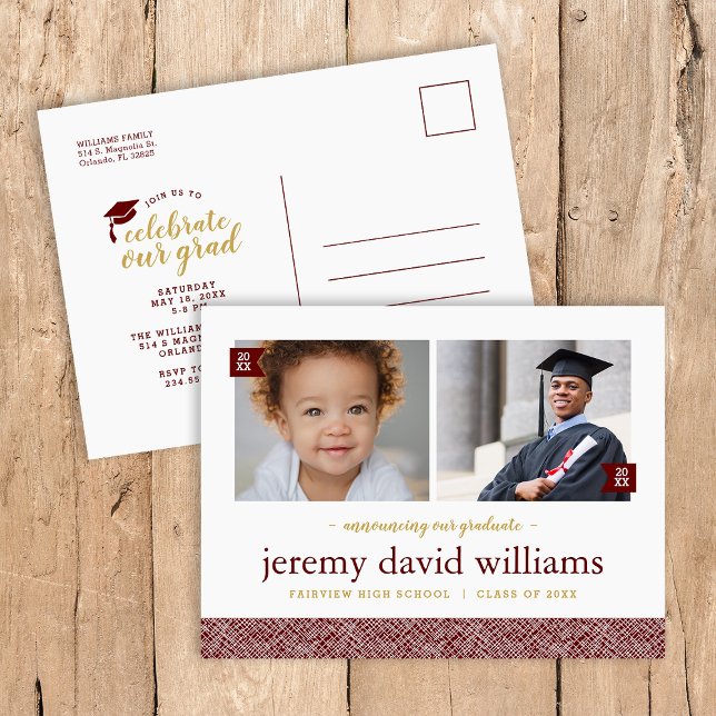 Invitación a la fiesta de graduación con foto Then (Subido por el creador)