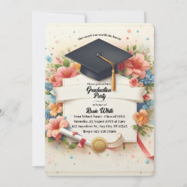 Invitación a la fiesta de graduación con pancarta