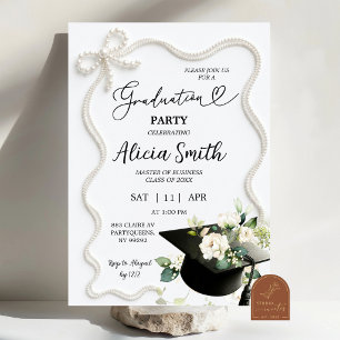 Invitación a la fiesta de graduación con perlas