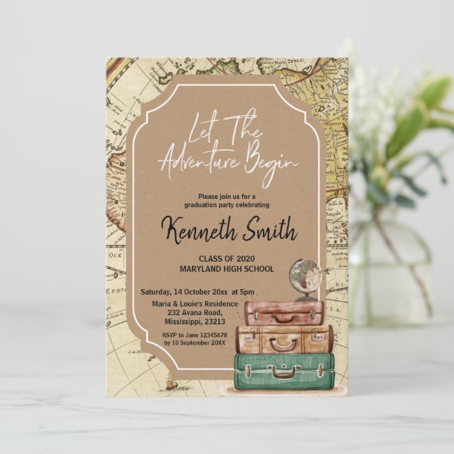 Invitación a la fiesta de graduación con tema de v (Anverso de pie)