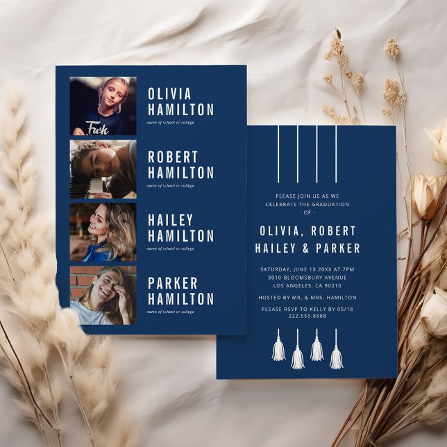 Invitación a la Fiesta de Graduación Conjunta de 4 (Subido por el creador)