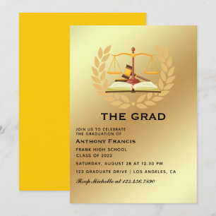 Invitación a la fiesta de graduación de abogados a