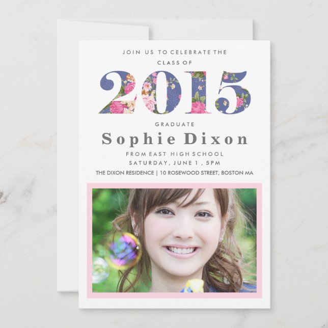 Invitación a la fiesta de graduación de Año Floral (Anverso)