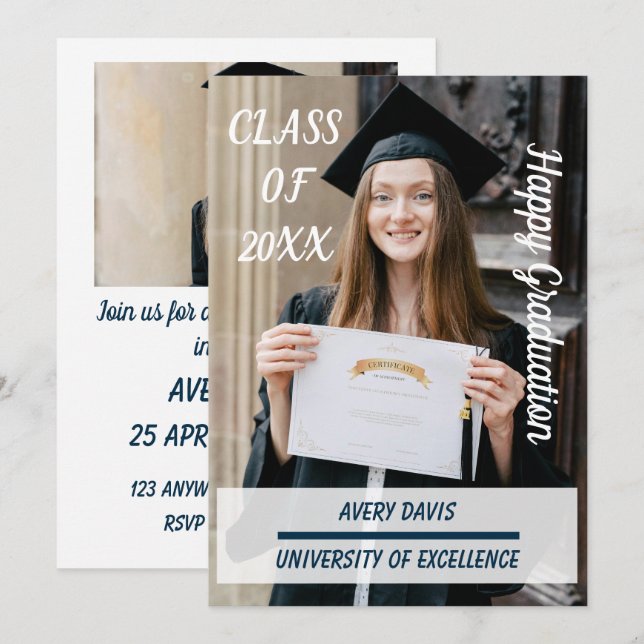 Invitación a la fiesta de graduación de Arch Photo (Anverso / Reverso)