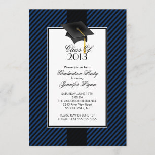 Invitación a la fiesta de graduación de banda azul
