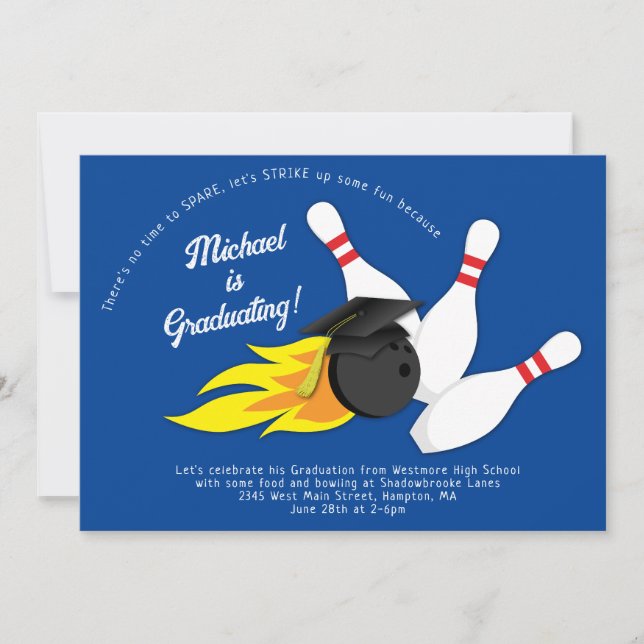 Invitación a la fiesta de graduación de bolos (Anverso)