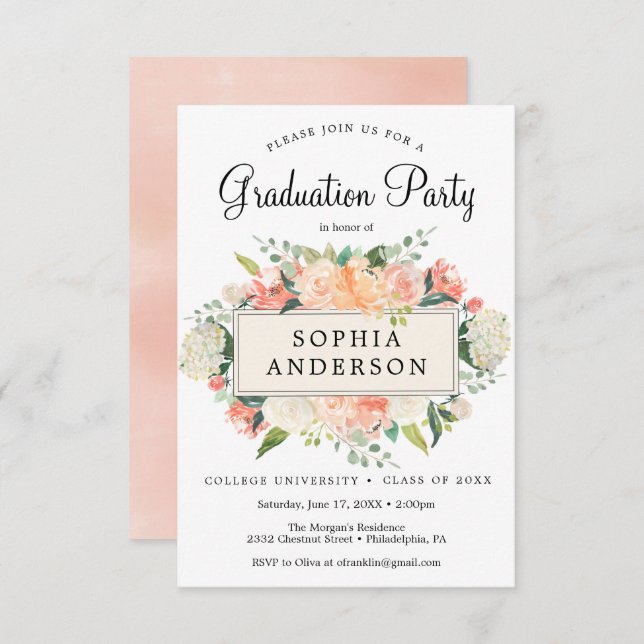 Invitación a la fiesta de graduación de bonito (Anverso / Reverso)