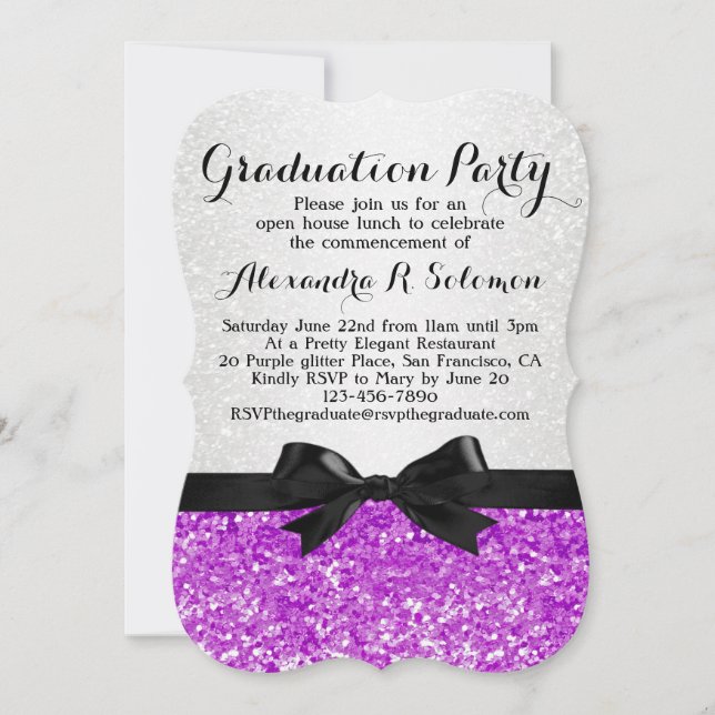 Invitación a la fiesta de graduación de Bow Purpur (Anverso)