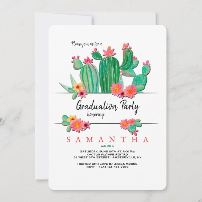 Invitación a la fiesta de graduación de Cactus en  (Anverso)