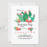 Invitación a la fiesta de graduación de Cactus en 