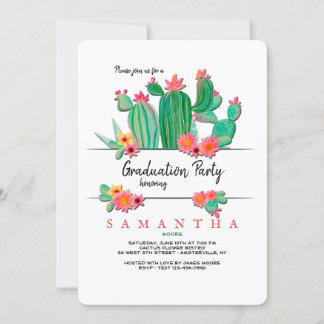 Invitación a la fiesta de graduación de Cactus en 