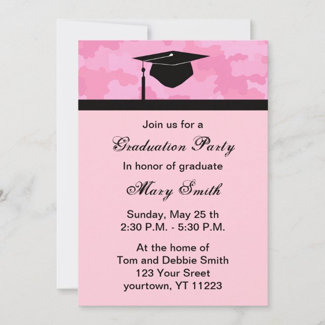 Invitación a la fiesta de graduación de camuflaje  (Anverso)