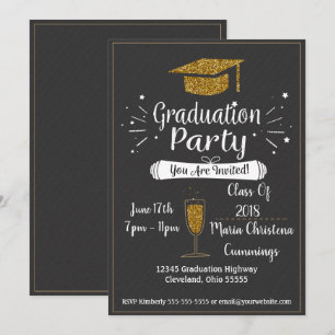 Invitación a la fiesta de graduación de Chalkboard
