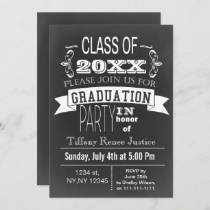 Invitación a la fiesta de graduación de Chalkboard