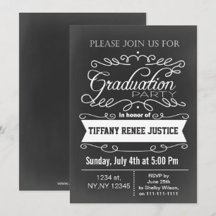 Invitación a la fiesta de graduación de Chalkboard