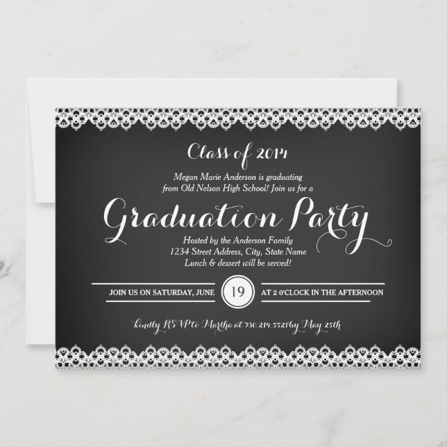Invitación a la fiesta de graduación de Chalkboard (Anverso)