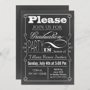 Invitación a la fiesta de graduación de Chalkboard