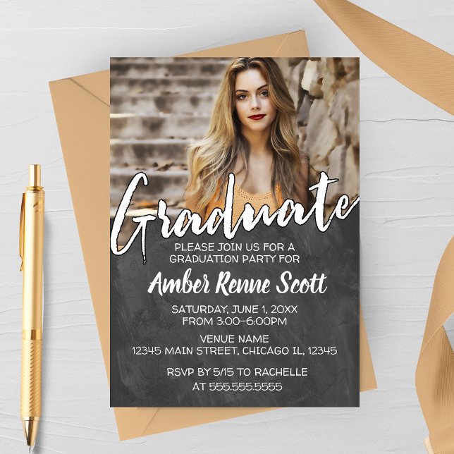 Invitación a la fiesta de graduación de Chalkboard (Subido por el creador)
