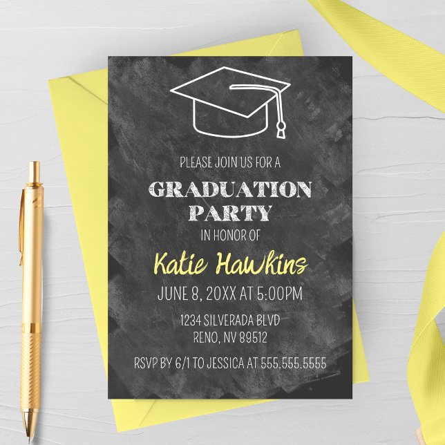 Invitación a la fiesta de graduación de Chalkboard (Subido por el creador)