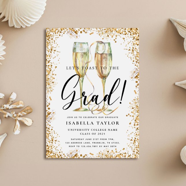 Invitación a la fiesta de graduación de champagne  (Subido por el creador)