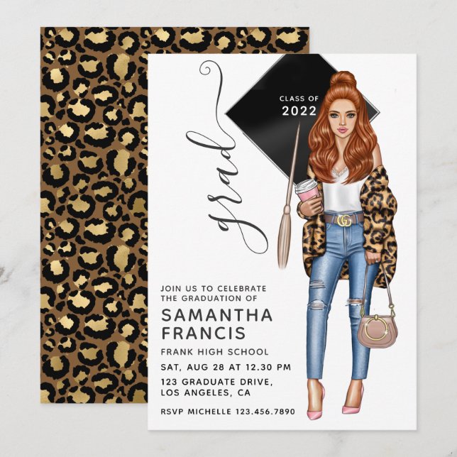 Invitación a la fiesta de graduación de Chica Brun (Anverso / Reverso)