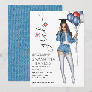 Invitación a la fiesta de graduación de Chica con 