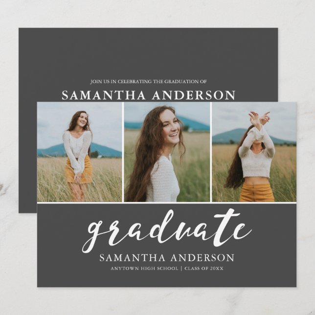 Invitación a la fiesta de graduación de Collage de (Anverso / Reverso)