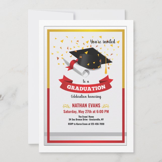 Invitación a la fiesta de graduación de Confetti G (Anverso)