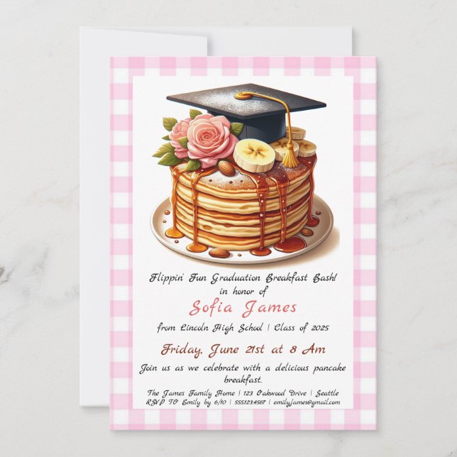 Invitación a la fiesta de graduación de crepes (Anverso)
