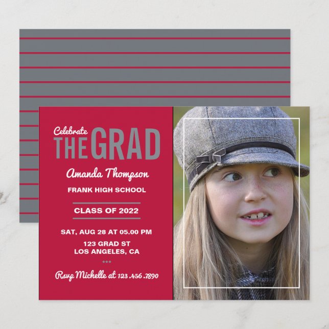 Invitación a la fiesta de graduación de Crimson y  (Anverso / Reverso)