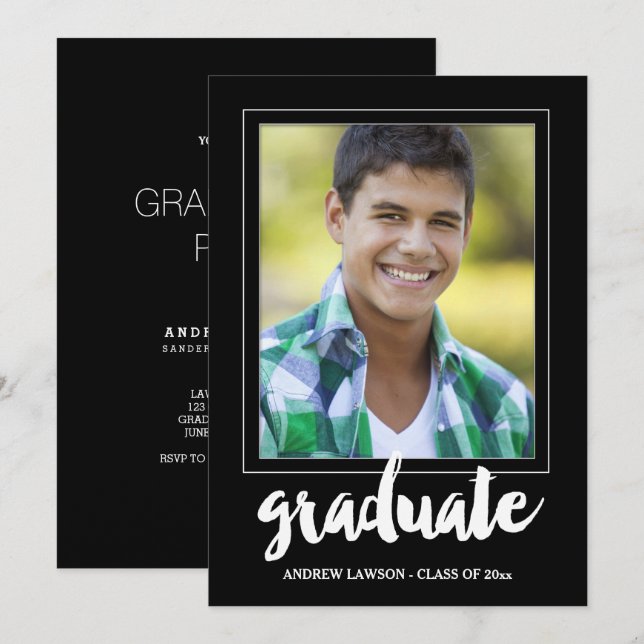 Invitación a la fiesta de graduación de cuadros de (Anverso / Reverso)