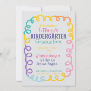 Invitación a la fiesta de graduación de Doodle Kin