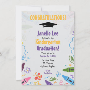 Invitación a la fiesta de graduación de Doodle Kin