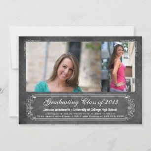 Invitación a la fiesta de graduación de dos fotos