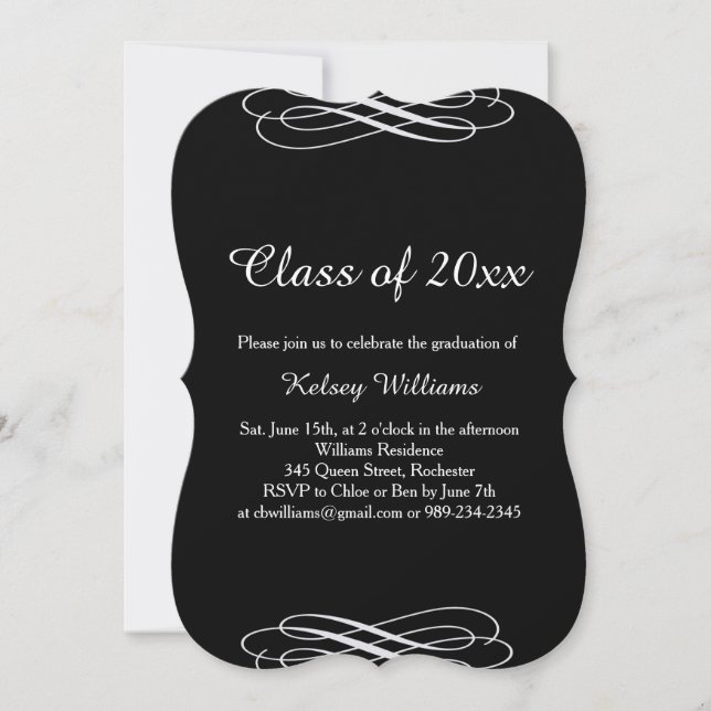 Invitación a la fiesta de graduación de elegancia  (Anverso)