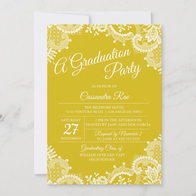 Invitación a la fiesta de graduación de encaje ama (Anverso)