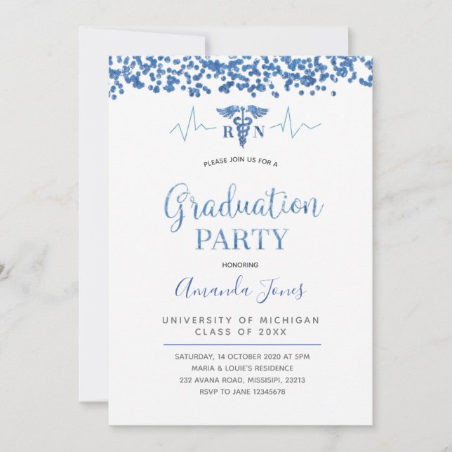 Invitación a la fiesta de graduación de enfermera  (Anverso)