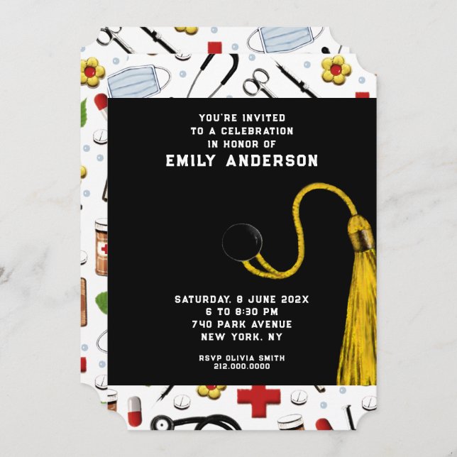 Invitación a la fiesta de graduación de enfermeras (Anverso / Reverso)