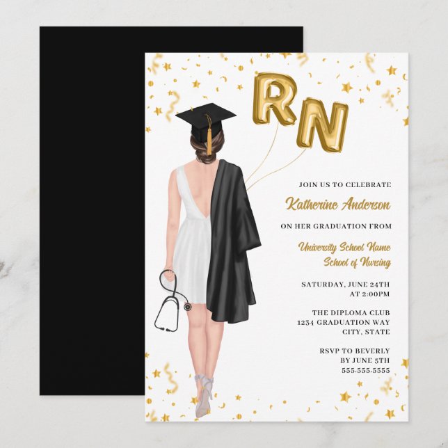 Invitación a la fiesta de graduación de enfermeras (Anverso / Reverso)