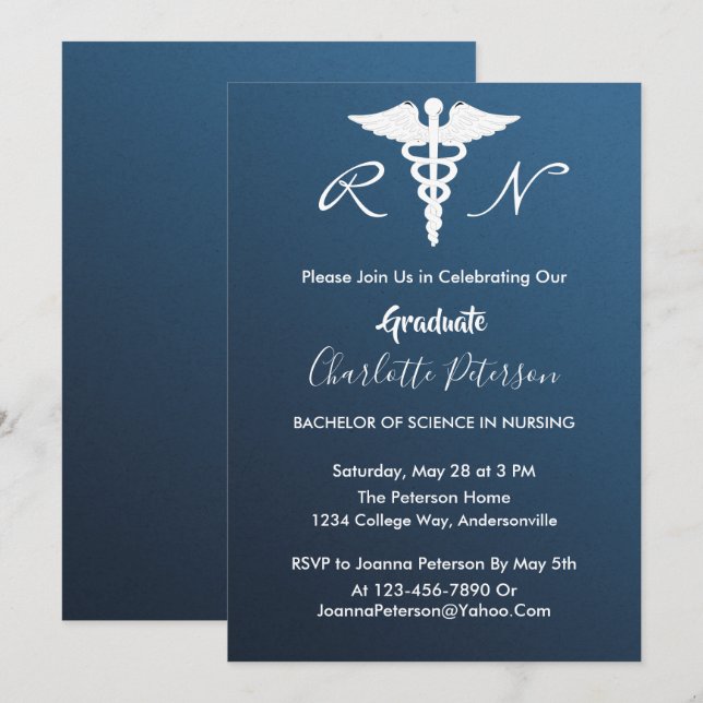 Invitación a la fiesta de graduación de enfermeras (Anverso / Reverso)