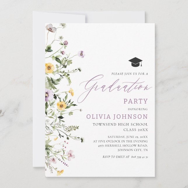 Invitación a la fiesta de graduación de Flor Silve (Anverso)